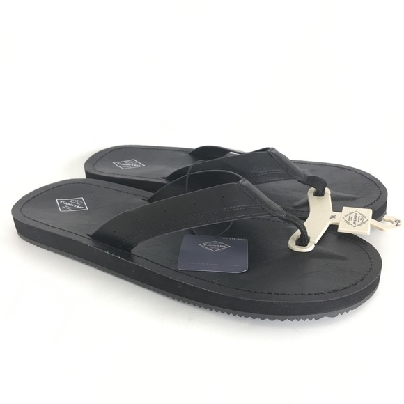 St. John’s Bay Flip-Flop Sandals Black NEW Size XL 13-14 NWT Faux Leather - Picture 1 of 10